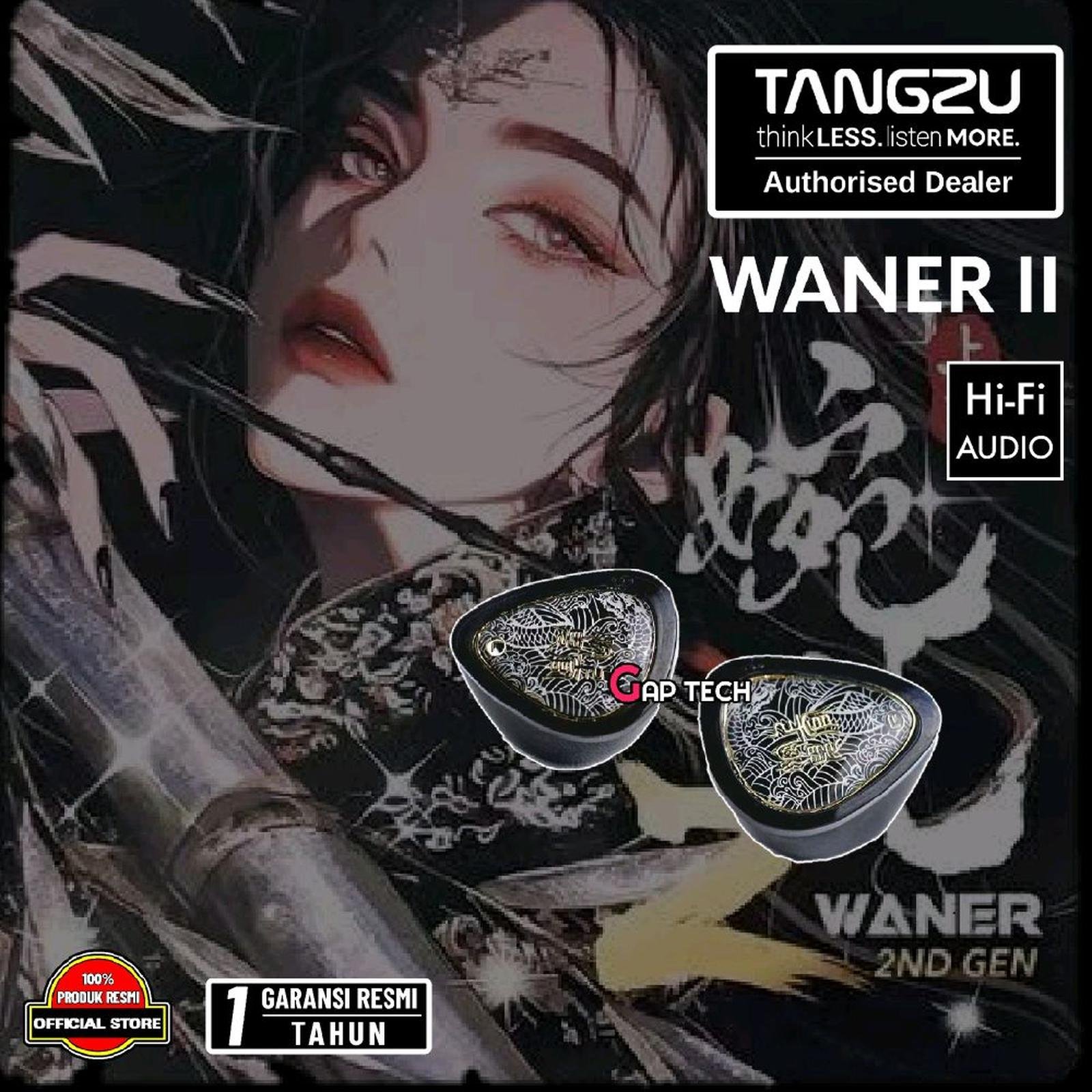 TANGZU Waner 2 / Wan er 2 / Waner SG 2 - 10MM PET Diaphragm Hi-Fi In Ear Monitor Earphone Black Edition / IEM Original