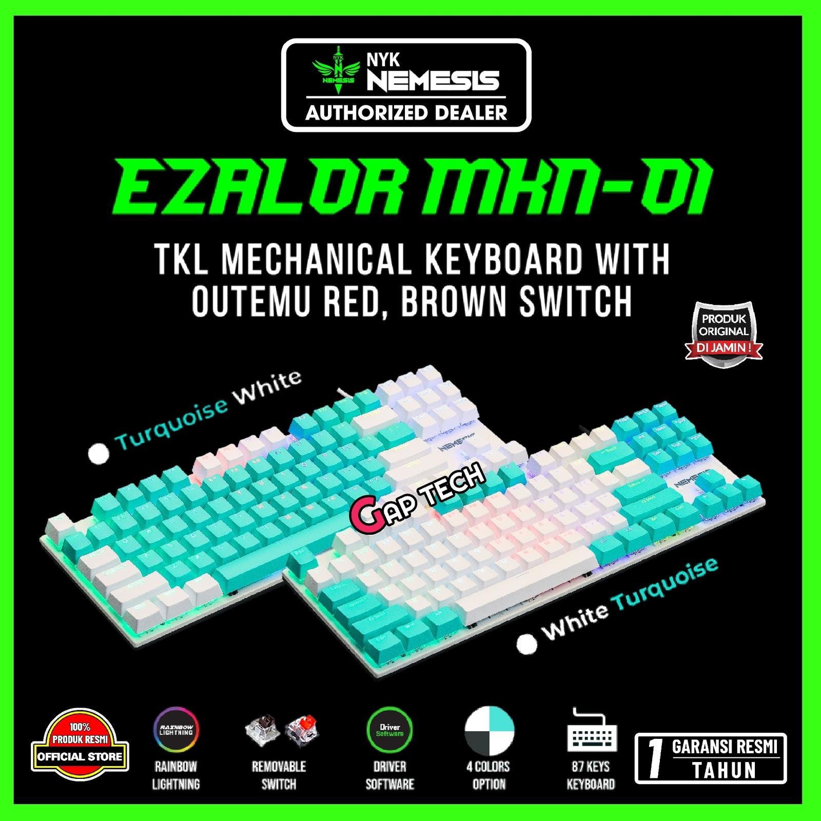 NYK Nemesis MKN-01 / MKN 01 EZALOR 87 Keys Mechanical Gaming Keyboard Original