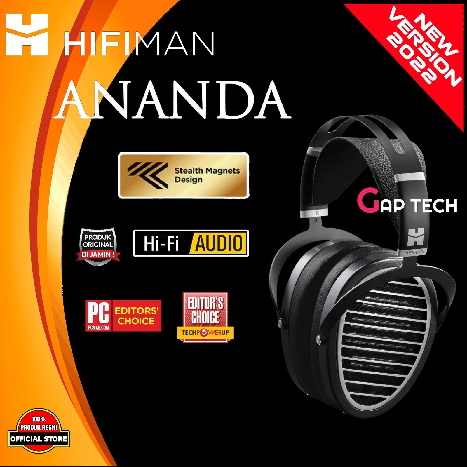 HIFIMAN Ananda Stealth Magnet High Fidelity Open-Back Planar Magnetic Headphones Original