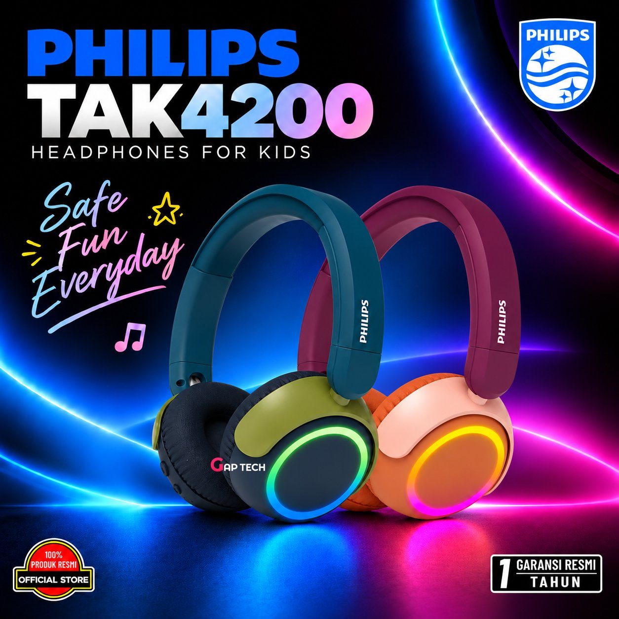 Philips TAK4200 / TAK 4200 On-ear Wireless Headphone For Kids Original