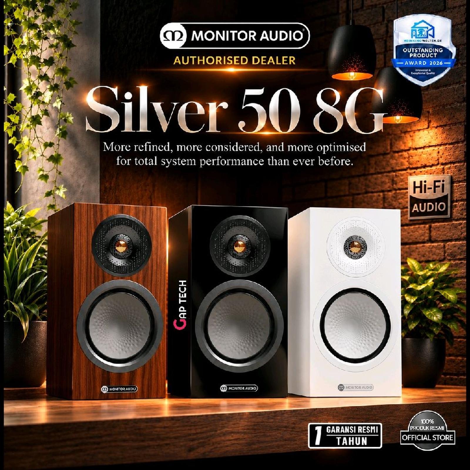Monitor Audio Silver 50 8G Hi-Fi 2 Way Passive Bookshelf Speakers Original