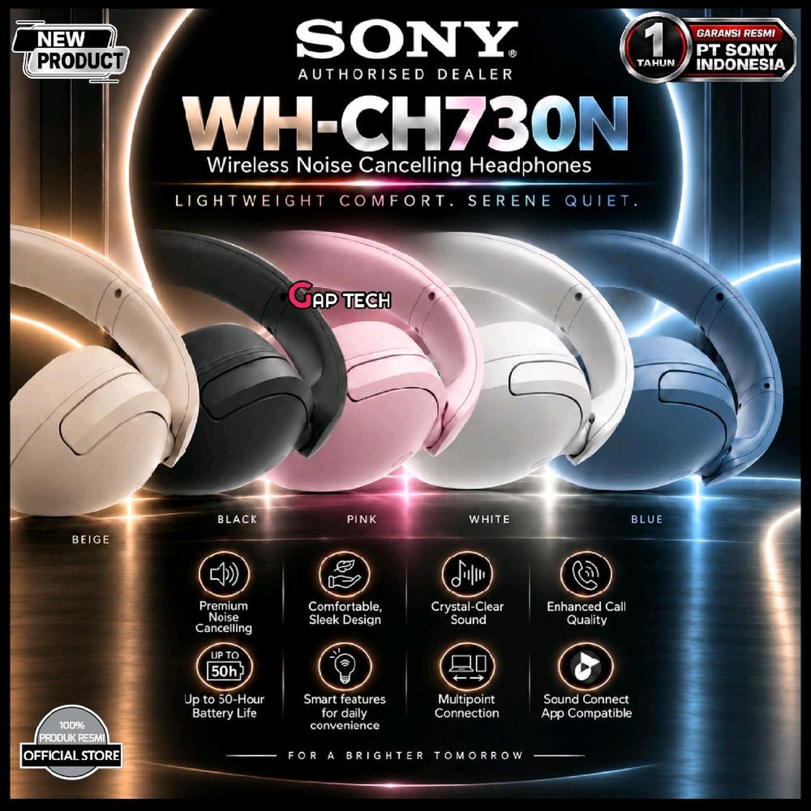 Sony WH-CH730N / WH CH730N / WH CH 730N / WH CH 730 N Wireless Noise Cancelling Headphones Original