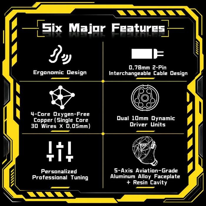 Tangzu Harmonic Empire HE GuoJia / Guo Jia 10mm Dual Dynamic Driver In-Ear Monitor Earphones / IEM Original
