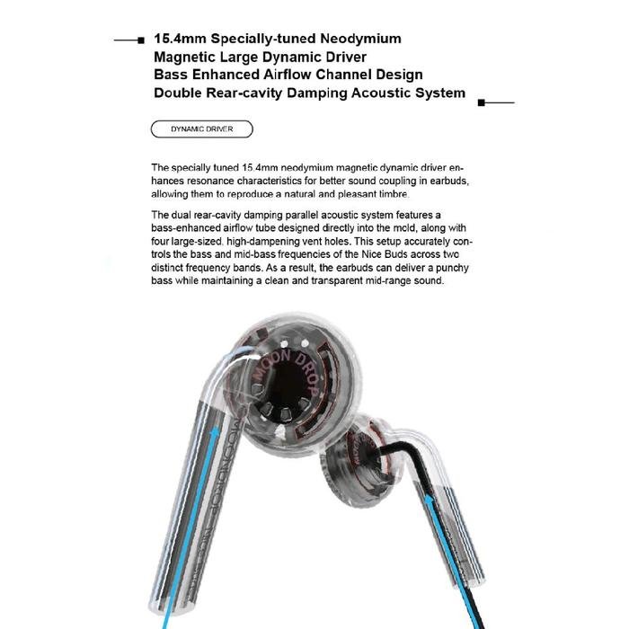 MOONDROP Nice Buds / NiceBuds 15.4mm Neodymium Dynamic Driver In Ear Monitor Earbud Earphone / Headset Original