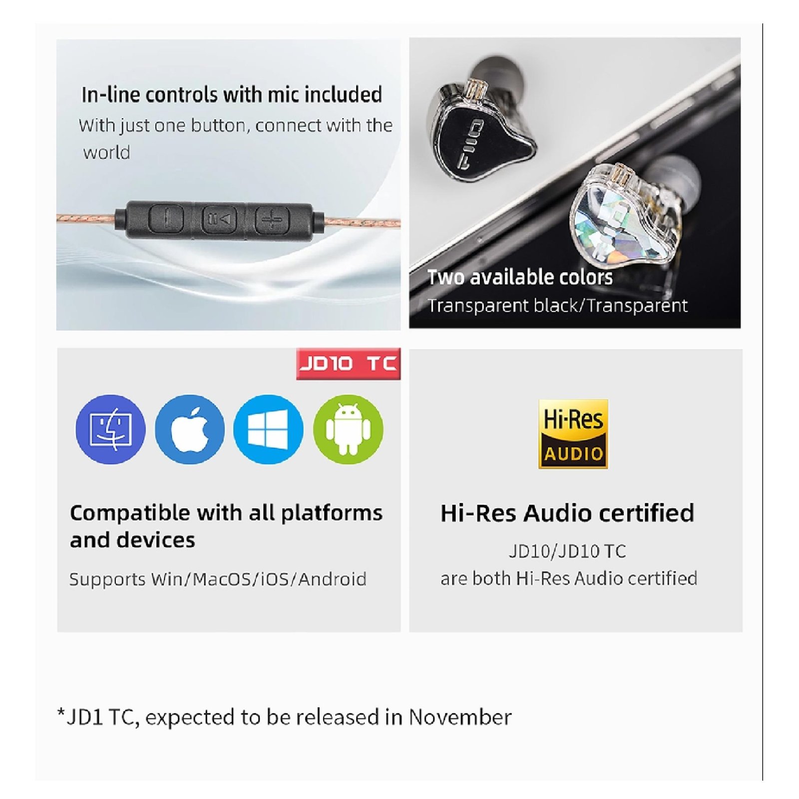 FiiO JD10 / JD-10 / JD 10 / JD-10 TC / JD 10 TC / JD10 TC / JD10TC Hi-Res Dynamic In-Ear Monitor Earphone IEM Original
