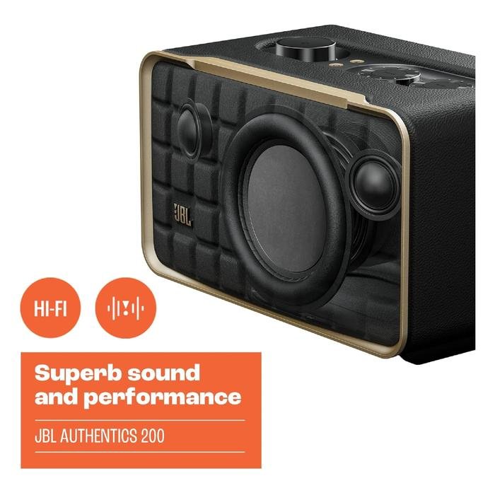 JBL Authentics 200 / Authentics200 / Authentic 200 Smart Home Speaker with Wi-Fi, Bluetooth and Voice Assistants with Retro Design Original