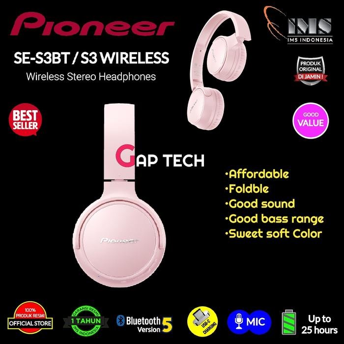 Pioneer S3 Wireless / SE-S3BT / SE S3 BT On-Ear Bluetooth Headphones Original
