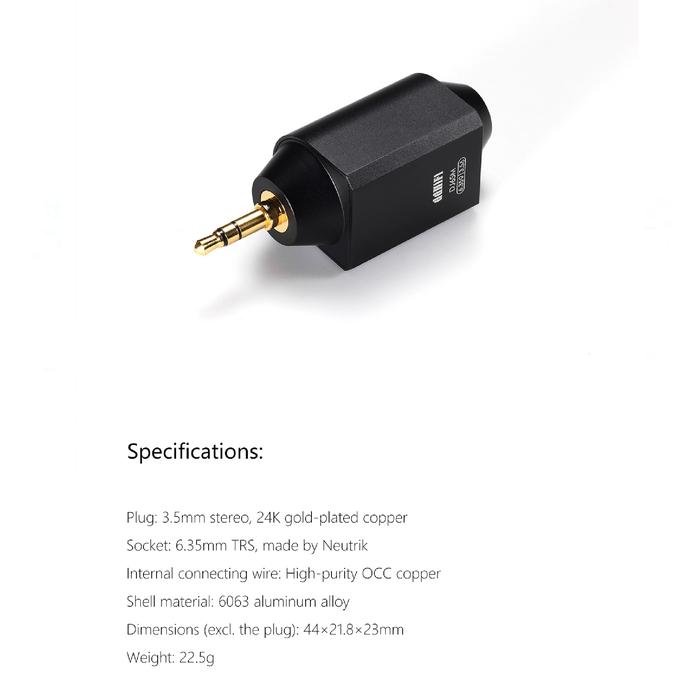 DD DDHIFI DJ65M / DJ 65M / DJ 65 M 6.35mm Female to 3.5mm / 4.4mm Male Adapter Original