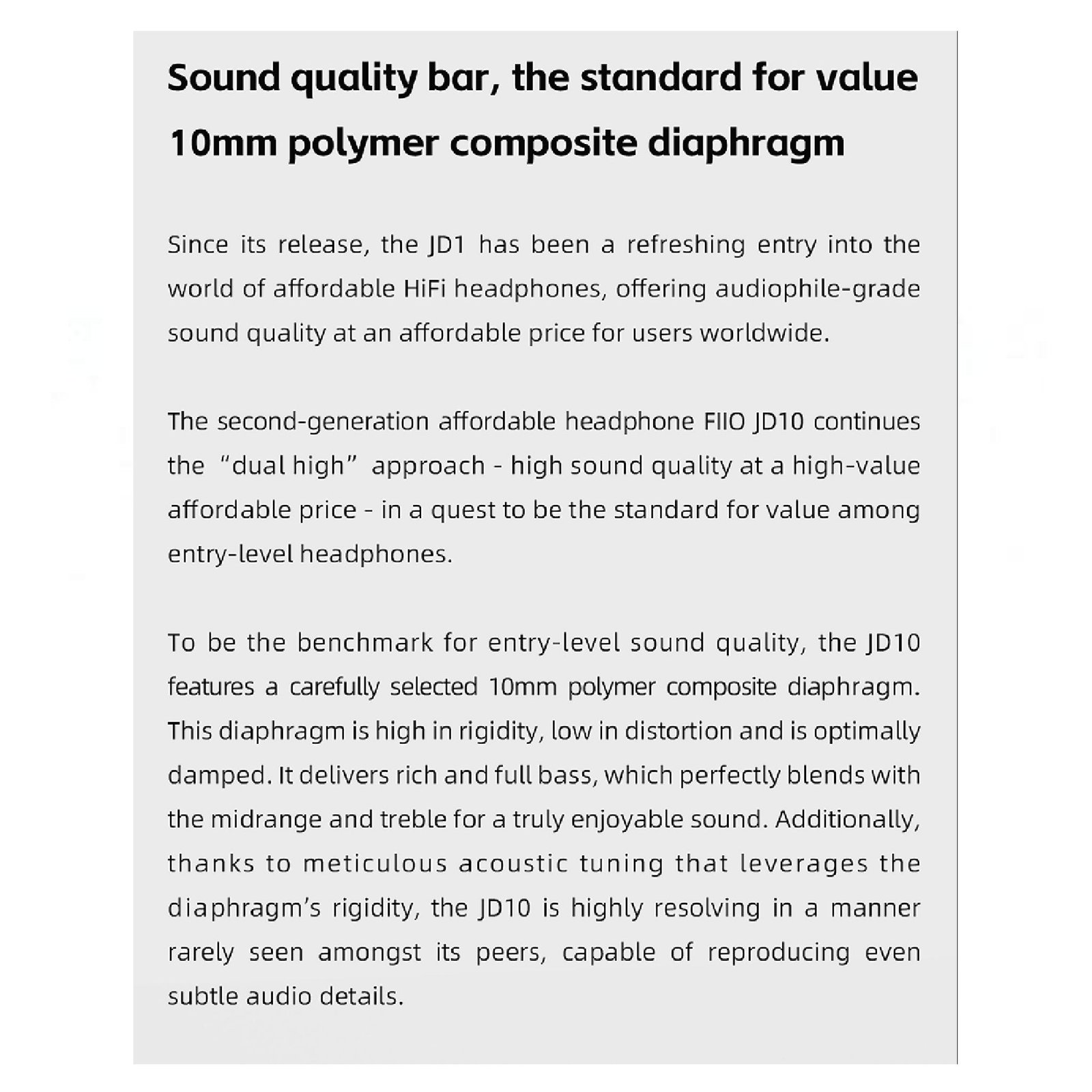 FiiO JD10 / JD-10 / JD 10 / JD-10 TC / JD 10 TC / JD10 TC / JD10TC Hi-Res Dynamic In-Ear Monitor Earphone IEM Original