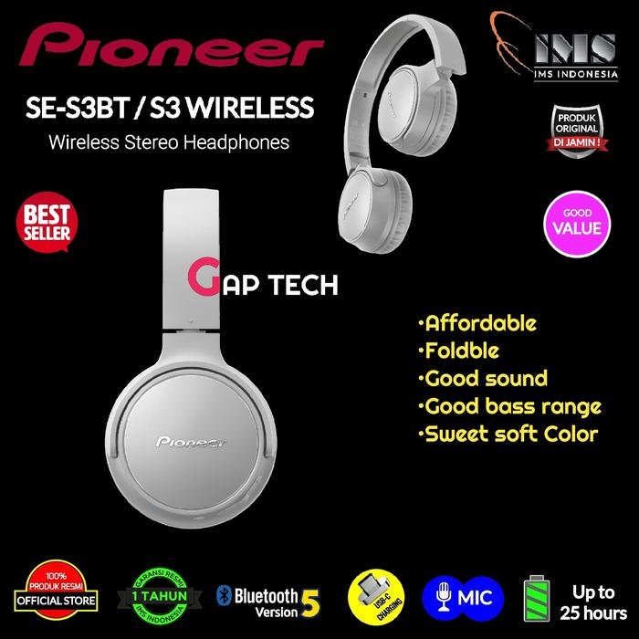 Pioneer S3 Wireless / SE-S3BT / SE S3 BT On-Ear Bluetooth Headphones Original