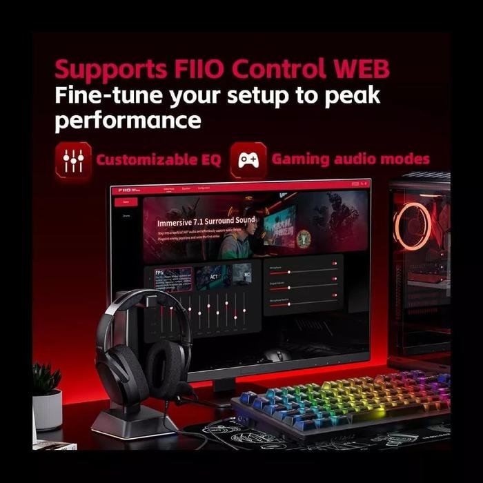 Fiio FG3 / FG 3 / FG-3 Hi-Res Virtual 7.1 Surround Sound Over Ear Gaming Headphone / Gaming Headset Original