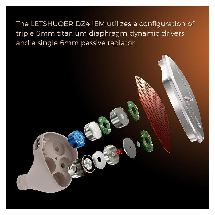 Letshuoer DZ4 / DZ 4 Triple Dynamic Drivers Hi-Fi IEM Earphone Original