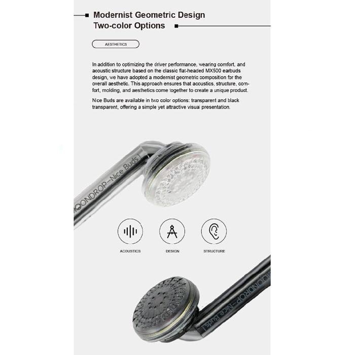 MOONDROP Nice Buds / NiceBuds 15.4mm Neodymium Dynamic Driver In Ear Monitor Earbud Earphone / Headset Original