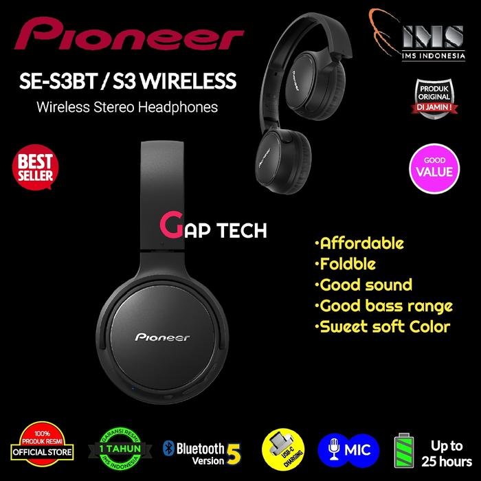Pioneer S3 Wireless / SE-S3BT / SE S3 BT On-Ear Bluetooth Headphones Original