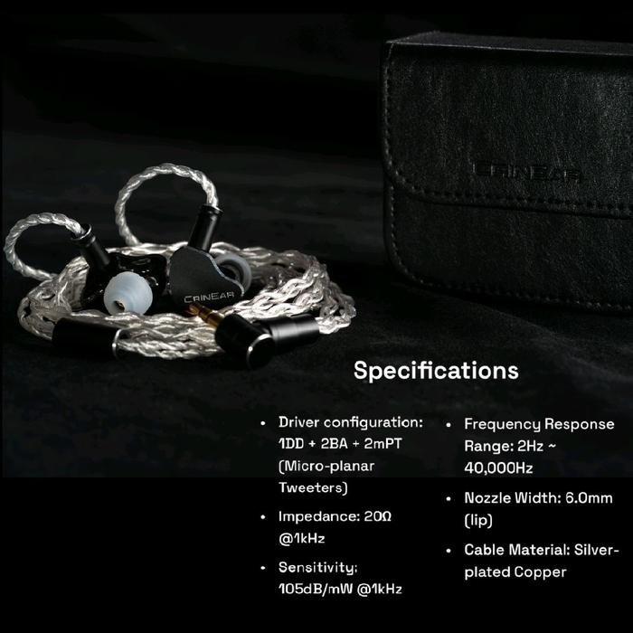 CrinEar Daybreak 1DD + 2BA + 2mPT (Micro-planar Tweeters) In Ear Monitor Earphone / IEM Original