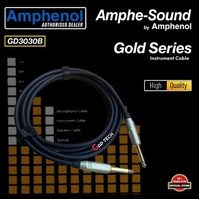 Amphenol Amphe Sound / Amphe-Sound / AmpheSound Instrument Cable with Gold Plated Cable Original - GD3030B 3 Meter