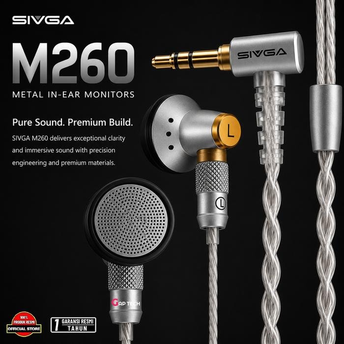 Sivga M260 / M 260 Hifi Detachable Dynamic Driver Earbud Original - 3.5mm Plug