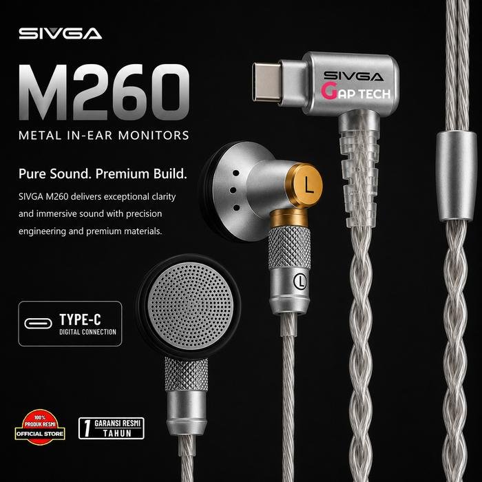 Sivga M260 / M 260 Hifi Detachable Dynamic Driver Earbud Original - Type-C Plug