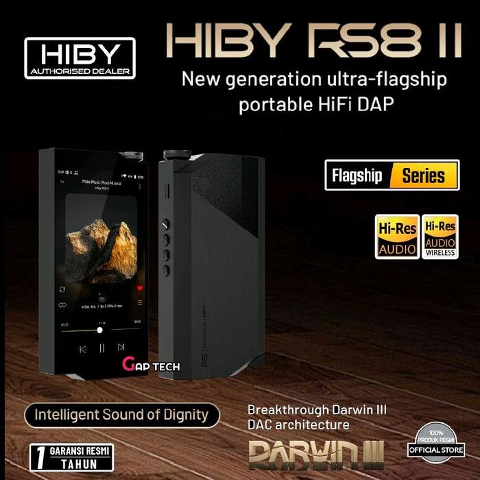 HIBY RS8 II / RS 8 II / RS8II - New Generation Ultra-Flagship Portable Hi-Fi Digital Audio Player / DAP Original - Black