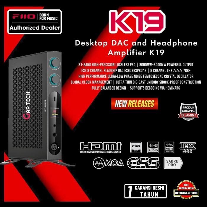 Fiio K19 / K 19 Hi-Res Desktop DAC and Headphone Amplifier with Flagship DAC ES9039SPRO*2 - DAC Amp Original - Black