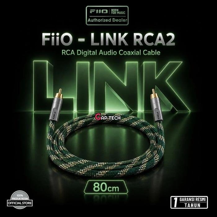Fiio LINK Series USB / RCA / XLR / Coaxial Hi-Fi Audio Cables Silver Plated Monocrystalline Copper of Cables Original - LINK-RCA2 80CM