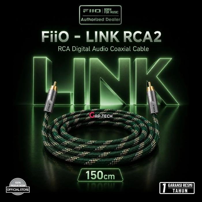 Fiio LINK Series USB / RCA / XLR / Coaxial Hi-Fi Audio Cables Silver Plated Monocrystalline Copper of Cables Original - LINK-RCA2 150CM