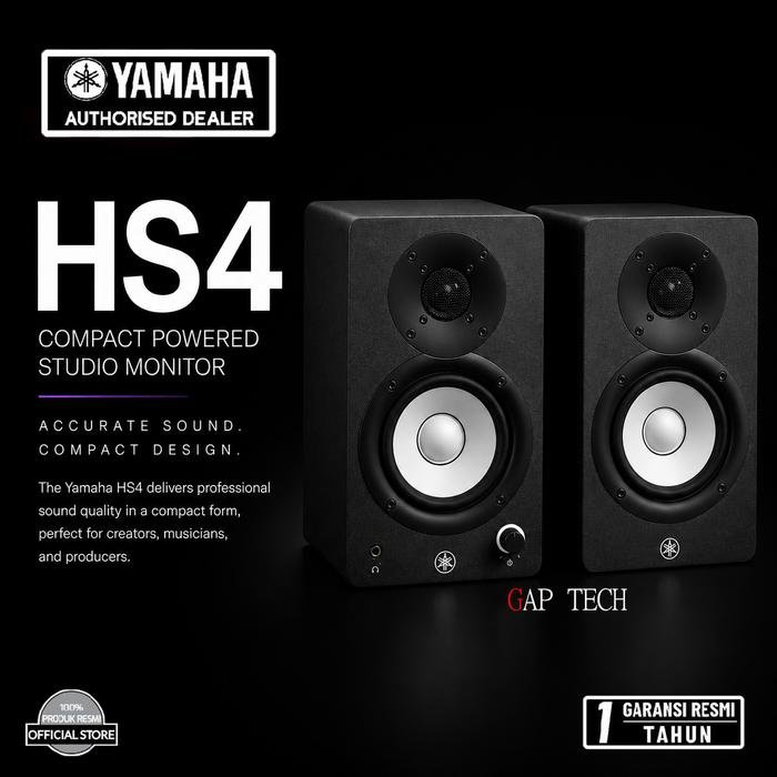 Yamaha HS4 HS 4 Studio Monitor Professional Speaker Monitoring Original - Black
