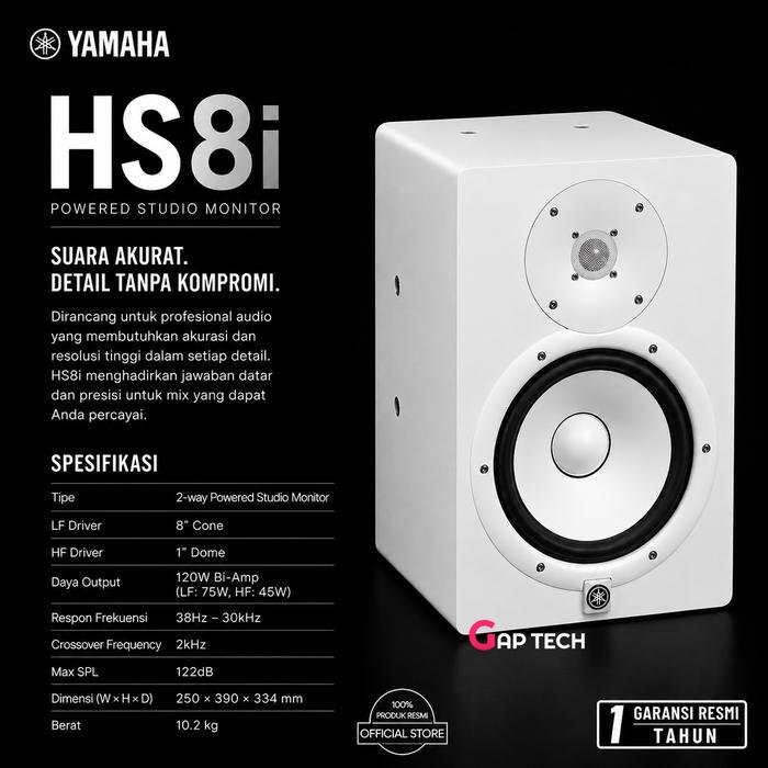 Yamaha HS8 HS8i HS 8 8inc 2-Way Powered Studio Monitor Speaker Original - HS8i WHITE