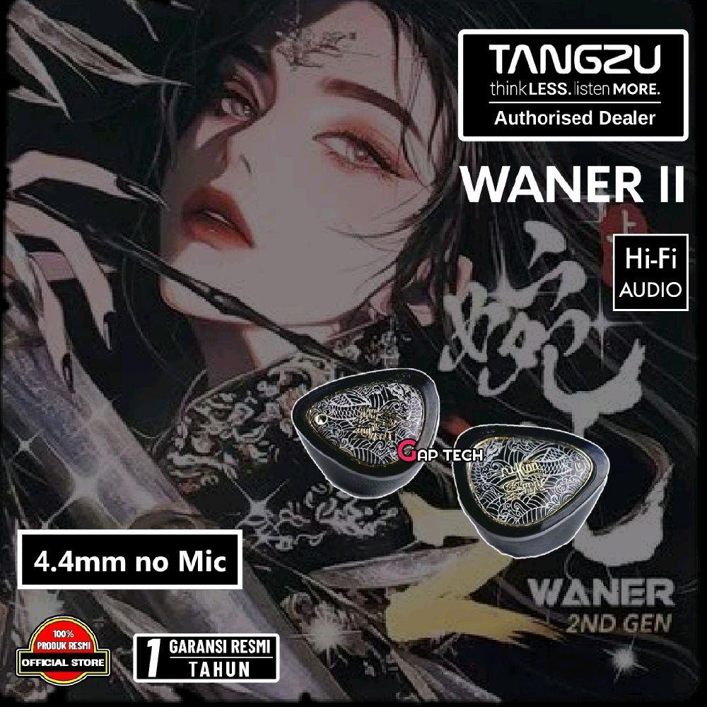 TANGZU Waner 2 / Wan er 2 / Waner SG 2 - 10MM PET Diaphragm Hi-Fi In Ear Monitor Earphone Black Edition / IEM Original - 4.4mm NO MIC