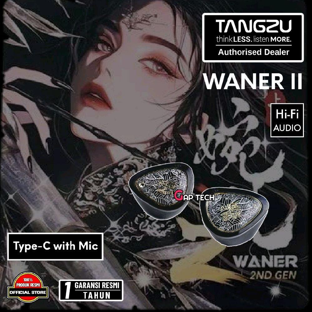 TANGZU Waner 2 / Wan er 2 / Waner SG 2 - 10MM PET Diaphragm Hi-Fi In Ear Monitor Earphone Black Edition / IEM Original - TYPE-C WITH MIC