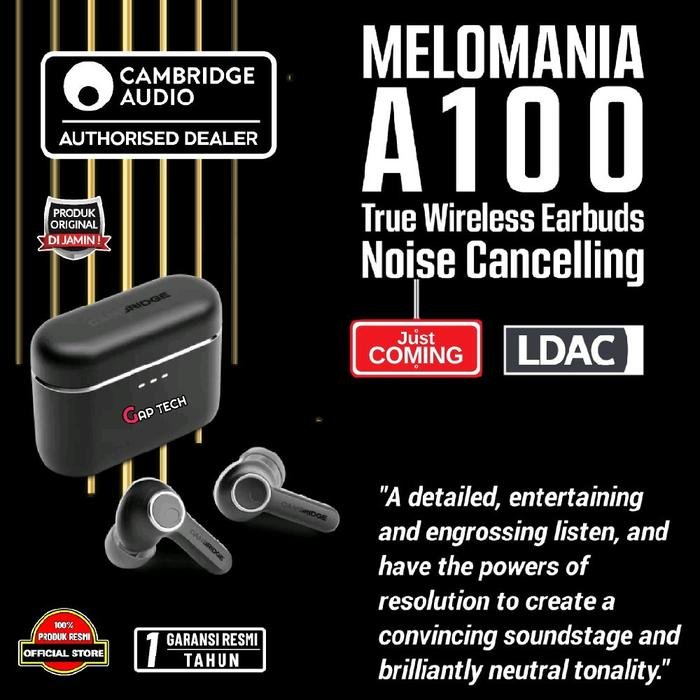 Cambridge Audio Melomania A100 / A-100 / A 100 Active Noise Cancelling True Wireless Earphones with LDAC and IPX5 / TWS Original - Black