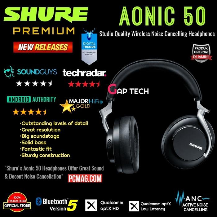 SHURE AONIC 50 Premium Over-Ear Wireless Noise Cancelling Headphones Original - Black