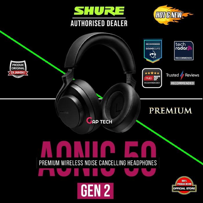 SHURE AONIC 50 Premium Over-Ear Wireless Noise Cancelling Headphones Original - AONIC 50 GEN 2