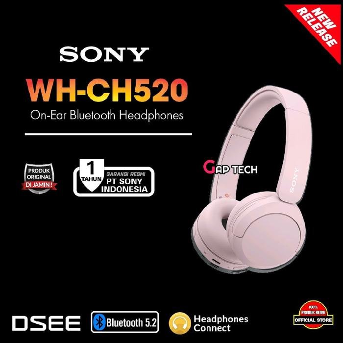 Sony WH CH520 / CH 520 Successor WH CH510 On-Ear Bluetooth Headphones Original - Pink