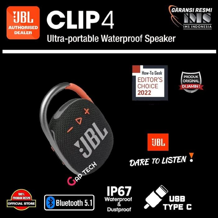 JBL CLIP 4 / CLIP4 Successor CLIP 3 Ultra Portable Waterproof Speaker Original - Black Orange