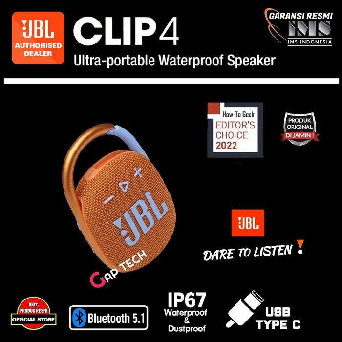 JBL CLIP 4 / CLIP4 Successor CLIP 3 Ultra Portable Waterproof Speaker Original - Orange