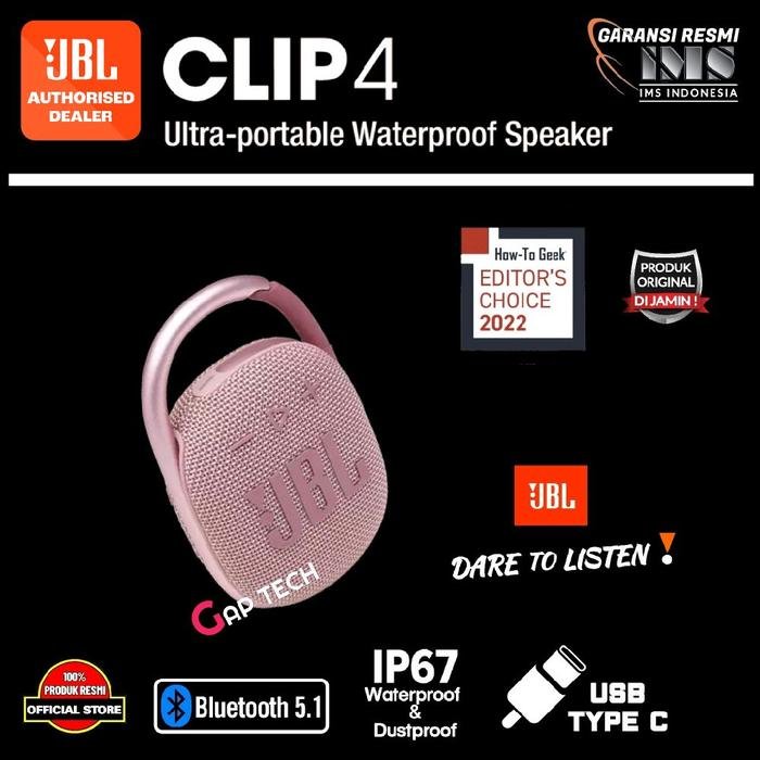 JBL CLIP 4 / CLIP4 Successor CLIP 3 Ultra Portable Waterproof Speaker Original - Pink
