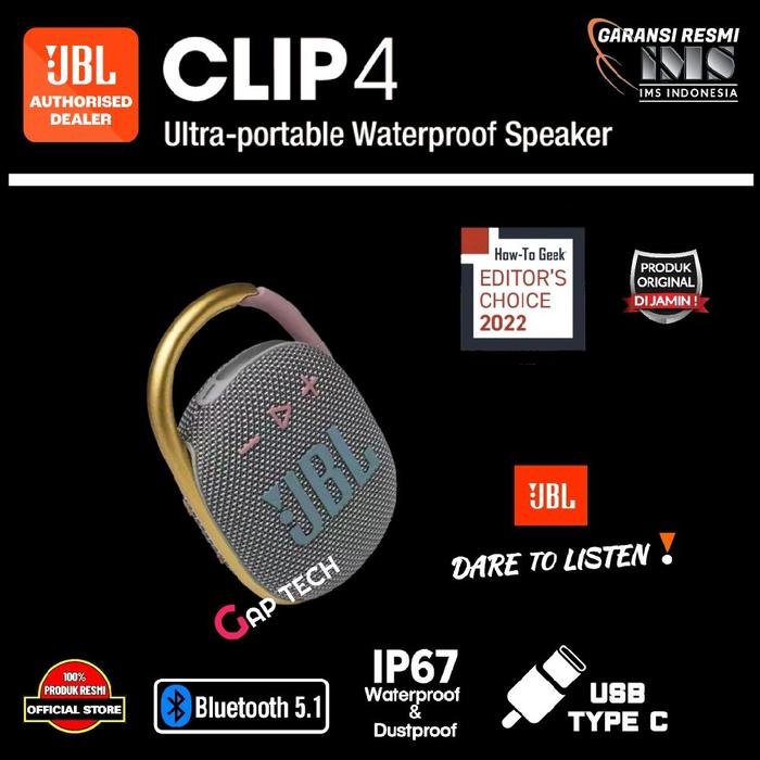 JBL CLIP 4 / CLIP4 Successor CLIP 3 Ultra Portable Waterproof Speaker Original - Grey