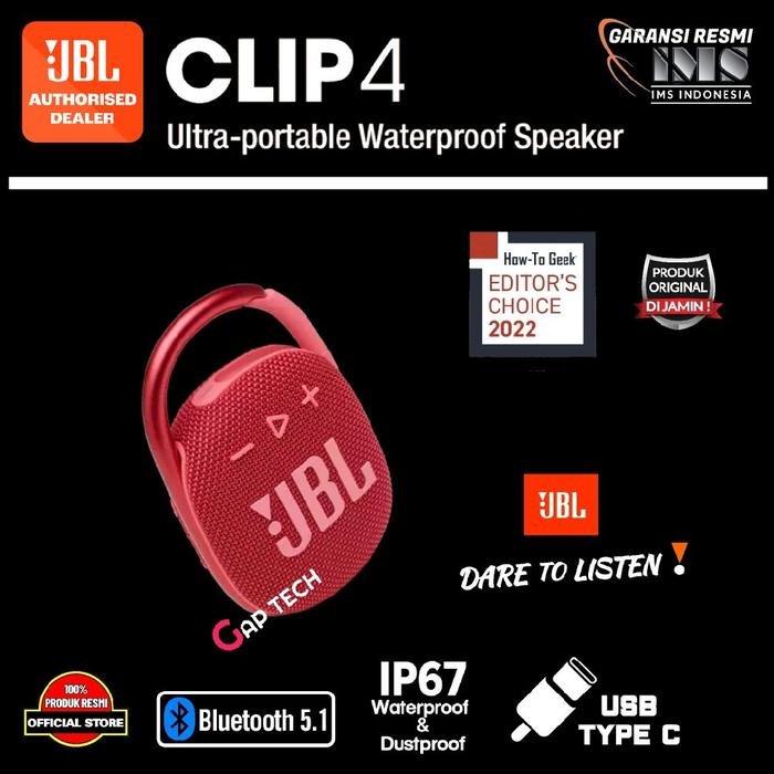 JBL CLIP 4 / CLIP4 Successor CLIP 3 Ultra Portable Waterproof Speaker Original - Red
