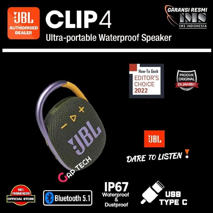 JBL CLIP 4 / CLIP4 Successor CLIP 3 Ultra Portable Waterproof Speaker Original - Green