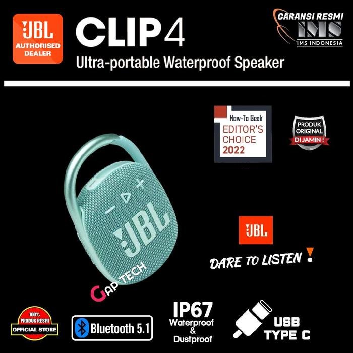 JBL CLIP 4 / CLIP4 Successor CLIP 3 Ultra Portable Waterproof Speaker Original - Teal