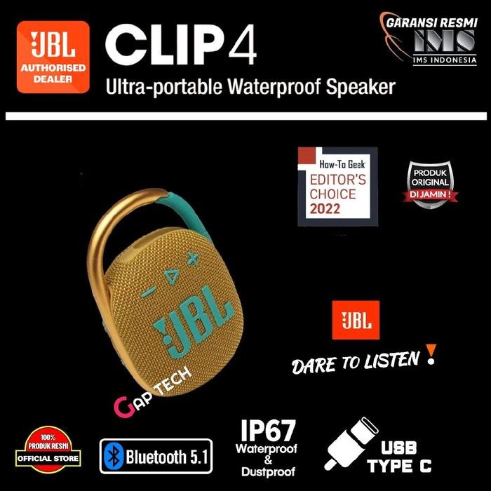 JBL CLIP 4 / CLIP4 Successor CLIP 3 Ultra Portable Waterproof Speaker Original - Yellow