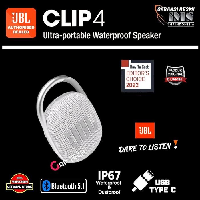 JBL CLIP 4 / CLIP4 Successor CLIP 3 Ultra Portable Waterproof Speaker Original - White