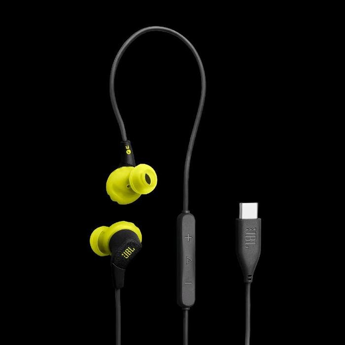 JBL Endurance Run 3 USB-C Wired Sport Headphones Earphone Dustproof Water-Resistant Original - Black Lime