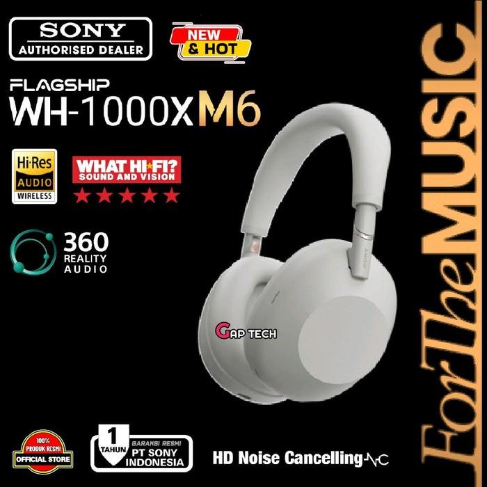 Sony WH 1000XM6 / WH-1000XM6 / WH1000XM6 / WH 1000X M6 Premium Wireless Adaptive Noise Canceling Headphone Original - PLATINUM SILVER