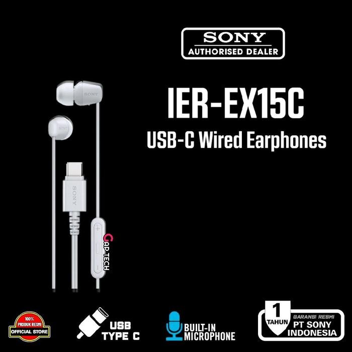 Sony IER-EX15C / IER EX15C / EX 15 C - In-Ear Eaphones with USB-C / Earphone Original - White