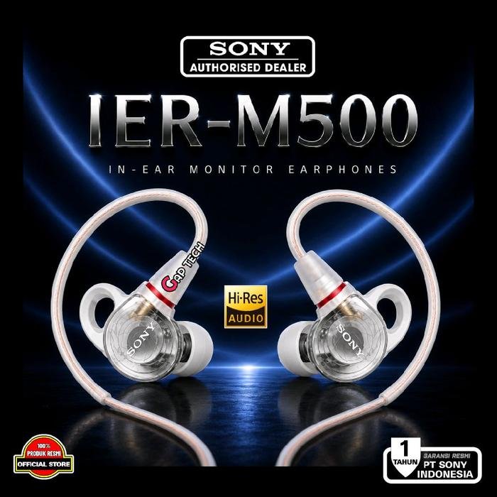 Sony IER-M500 / IER M500 / IER M 500 / IERM500 - Wired In-Ear Monitor Earphones / IEM Original - Clear