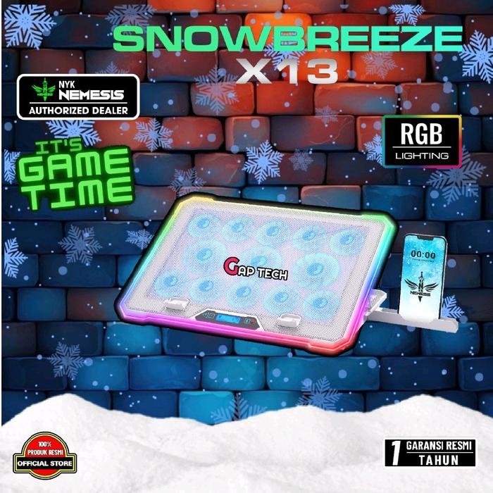 NYK Nemesis SNOWBREEZE X13 / X 13 RGB Ergostand with Digital Display Cooling Pad / CoolingPad Original - White