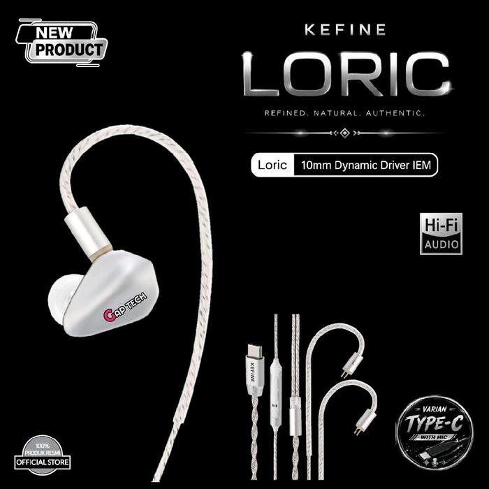 KEFINE Loric 10mm PU + Titanium Composite Diaphragm Dynamic Driver In-Ear Monitor Earphone / IEM Original - WHITE - TYPE C