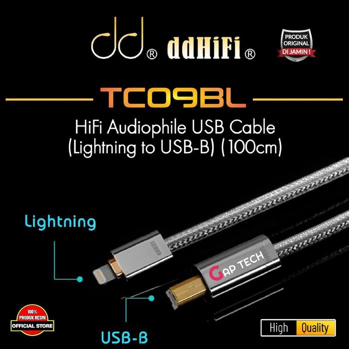 DD DDHIFI TC09BL HiFi Audiophile USB Cable Lightning to USB B Original - 100cm
